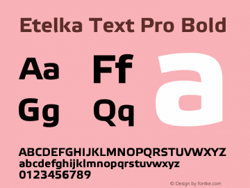 Etelka Text Pro Bold Version 1.000 2005 initial release Font Sample