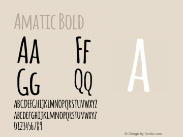 Amatic Bold Version 2.000; ttfautohint (v0.92-dirty) -l 8 -r 50 -G 50 -x 0 -w 