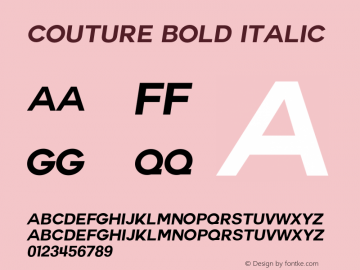 Couture Bold Italic Version 1.04 2014;PS 001.004;hotconv 1.0.51;makeotf.lib2.0.18671图片样张