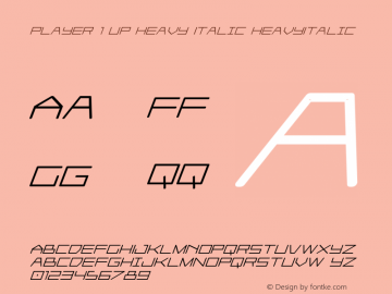 Player 1 Up Heavy Italic HeavyItalic Version 001.000 Font Sample