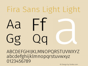 Fira Sans Light Light Version 004.102 Font Sample