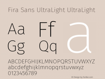 Fira Sans UltraLight UltraLight Version 004.102图片样张