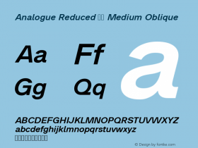 Analogue Reduced 66 Medium Oblique Version 2.005 Font Sample