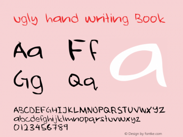 ugly hand writing Book Version 001.000 Font Sample