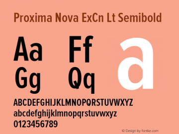 Proxima Nova ExCn Lt Semibold Version 2.003 Font Sample