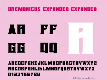 Daemonicus Expanded Expanded Version 1.0; 2012 Font Sample