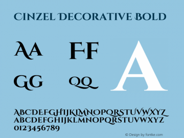 Cinzel Decorative Bold Version 1.001;PS 001.001;hotconv 1.0.56;makeotf.lib2.0.21325 Font Sample