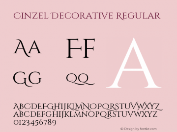 Cinzel Decorative Regular Version 1.001;PS 001.001;hotconv 1.0.56;makeotf.lib2.0.21325 Font Sample