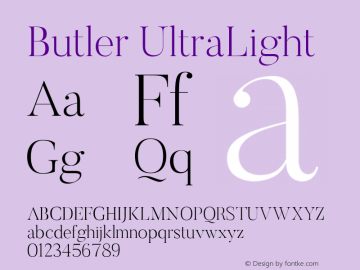 Butler UltraLight 1.000 Font Sample