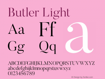 Butler Light 1.000 Font Sample