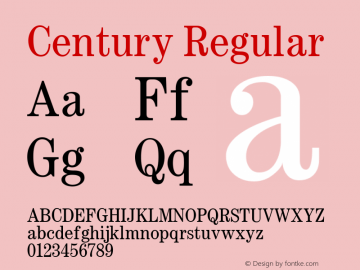 Century Regular Altsys Fontographer 3.5  11/24/92 Font Sample