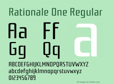 Rationale One Regular Version 1.001 Font Sample