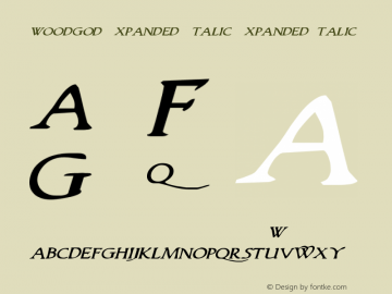 Woodgod Expanded Italic ExpandedItalic Version 1.0; 2012 Font Sample