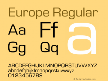 Europe Regular OTF 1.0;PS 004.001;Core 116;AOCW 1.0 161 Font Sample