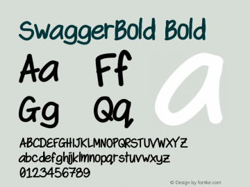 SwaggerBold Bold Version 001.000 Font Sample