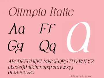 Olimpia Italic Version 1.00 July 13, 2012, initial release图片样张