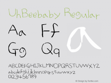 UhBeebaby Regular Version 1.00 March 2, 2012, initial release Font Sample