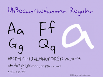 UhBeewockedwoman Regular Version 1.00 February 20, 2012, initial release图片样张