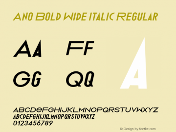 Ano Bold Wide Italic Regular Unknown图片样张
