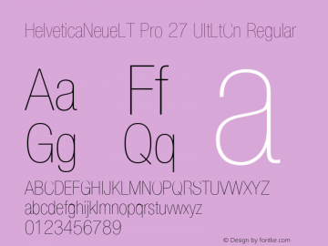 HelveticaNeueLT Pro 27 UltLtCn Regular Version 1.000;PS 001.000;Core 1.0.38图片样张