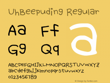 UhBeepuding Regular Version 1.00 August 13, 2012, initial release Font Sample