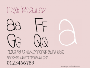 next Regular Version 1.00 April 28, 2008, initial release Font Sample