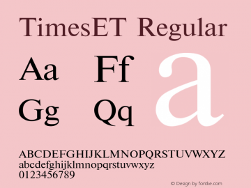 TimesET Regular Converted from t:\TIMETN.TF1 by ALLTYPE图片样张
