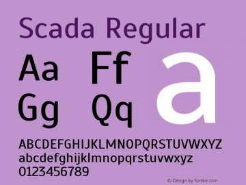 Scada Regular Version 3.005; ttfautohint ( Font Sample