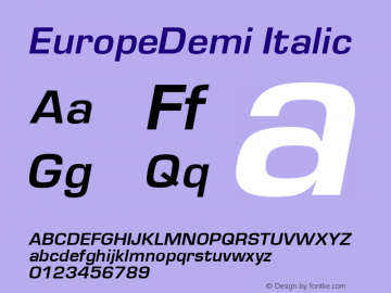 EuropeDemi Italic 1.0 Thu Jan 31 12:37:52 1980图片样张