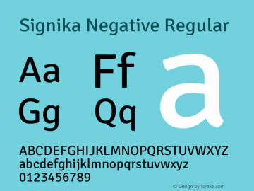 Signika Negative Regular Version 1.001 Font Sample