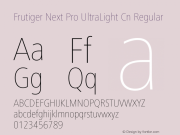 Frutiger Next Pro UltraLight Cn Regular Version 1.00; 2007 Font Sample