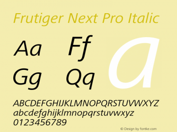 Frutiger Next Pro Italic Version 1.00; 2007图片样张