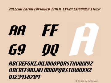 Zollern Extra-Expanded Italic Extra-Expanded Italic Version 1.0; 2012图片样张