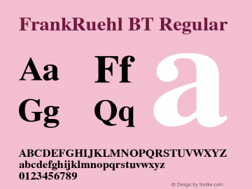 FrankRuehl BT Regular Version 2.00 Bitstream Hebrew Set图片样张