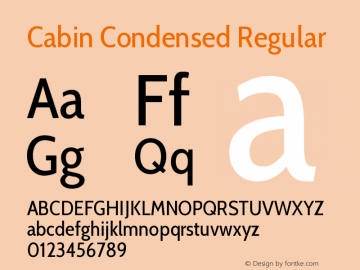 Cabin Condensed Regular Version 1.006图片样张