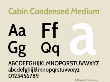 Cabin Condensed Medium Version 1.006图片样张