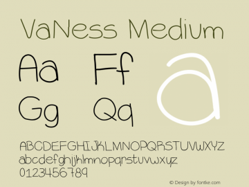 VaNess Medium Version 001.000 Font Sample
