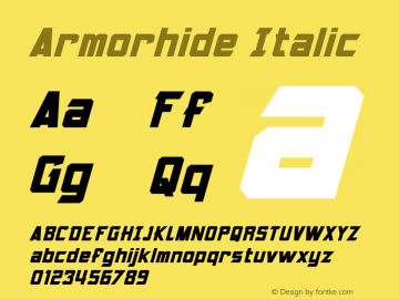 Armorhide Italic Version 1.00 April 30, 2013, initial release图片样张