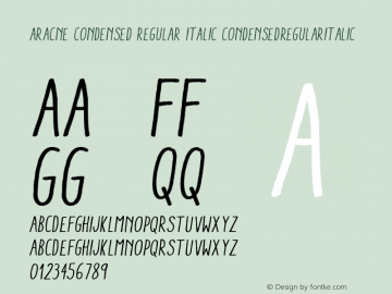 Aracne Condensed Regular Italic CondensedRegularItalic Version 1.000 Font Sample