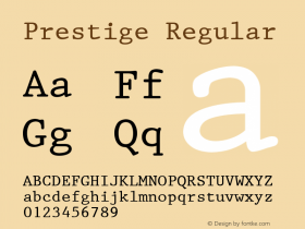 Prestige Regular Font Version 2.6; Converter Version 1.10图片样张