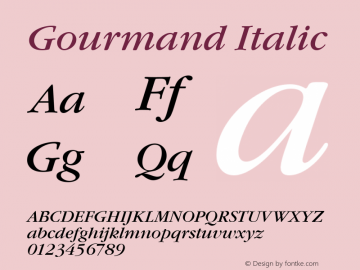 Gourmand Italic Version 001 Font Sample