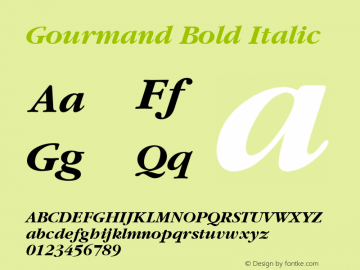 Gourmand Bold Italic Font Version 2.6; Converter Version 1.10图片样张