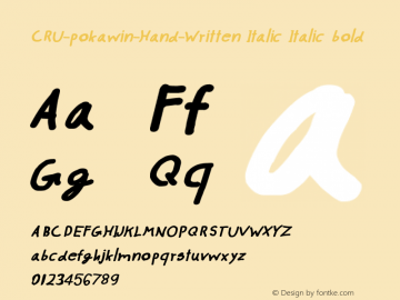 CRU-pokawin-Hand-Written Italic Italic bold Version 0.001图片样张