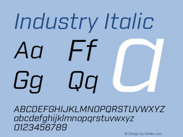 Industry Italic Version 1.001;PS 001.001;hotconv 1.0.56图片样张
