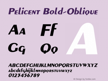 Pelicent Bold-Oblique 1.000 Font Sample