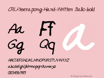 CRU-teerapong-Hand-Written Italic-bold Version 0.001 Font Sample