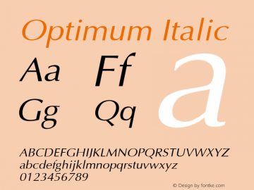 Optimum Italic Font Version 2.6; Converter Version 1.10 Font Sample