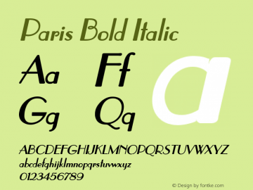 Paris Bold Italic 1.0 Wed Jul 28 18:41:43 1993图片样张