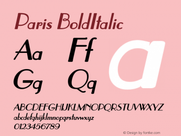 Paris BoldItalic Altsys Fontographer 4.1 4/29/96 Font Sample