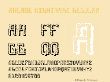 Arcade Nightmare Regular Unknown Font Sample